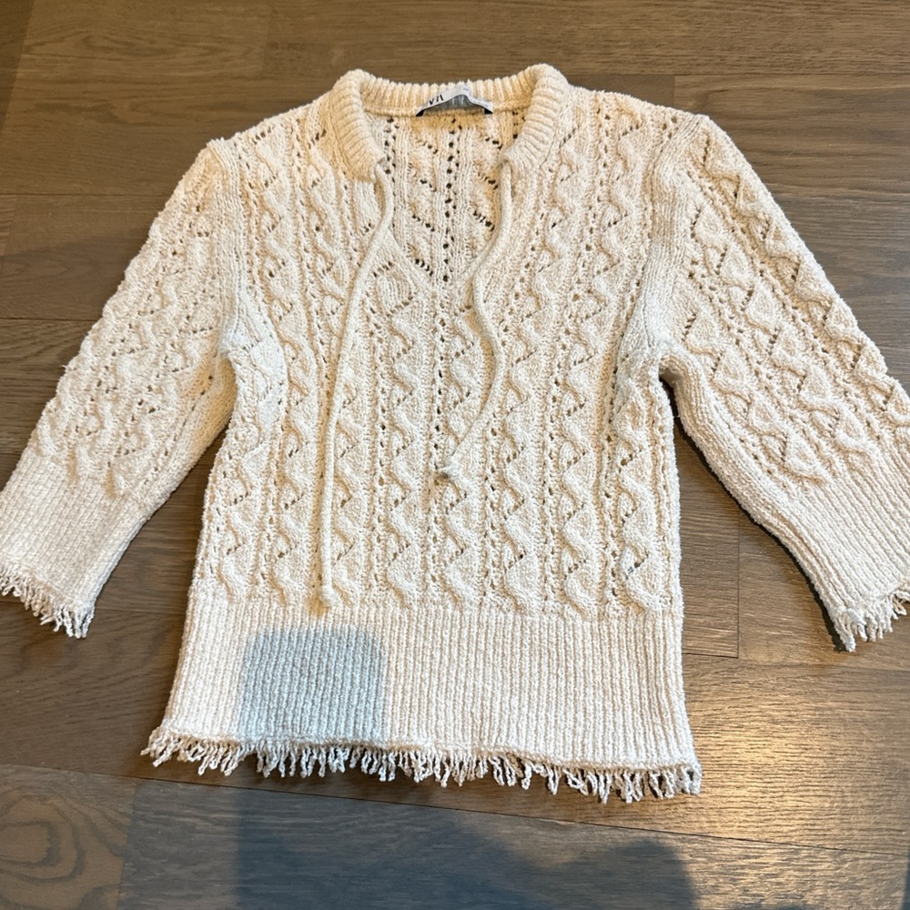 Zara Cream cable knit sweater